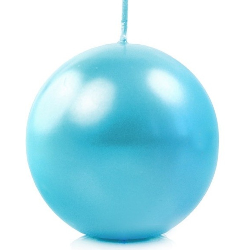 6 ball candles Torino azure blue 8cm