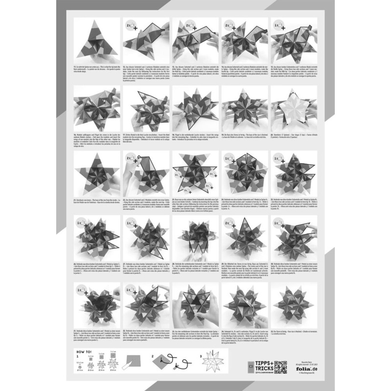 Bastelset Bascetta Stern 20cm 75g/m wei 15x15cm 32 Blatt