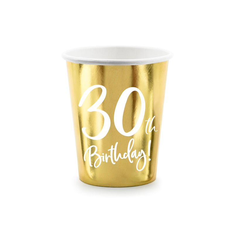 Becher 30th Birthday, golden, 220ml (1 VPE / 6 Stk.)