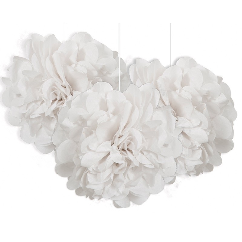 Fluffy pompom white 23cm
