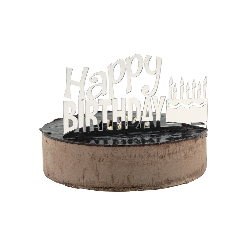 Happy Birthday cake decoration in mirror optics 15 x 7cm