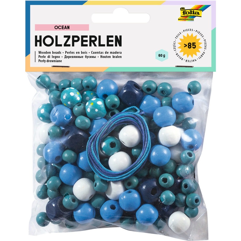 Holzperlen Ocean blau trkis 85 Stck