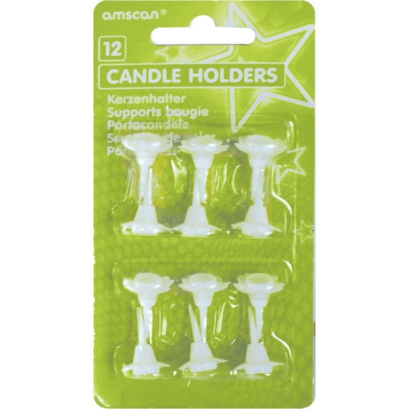 Pretty holder for cake candles with flower border 12 pieces