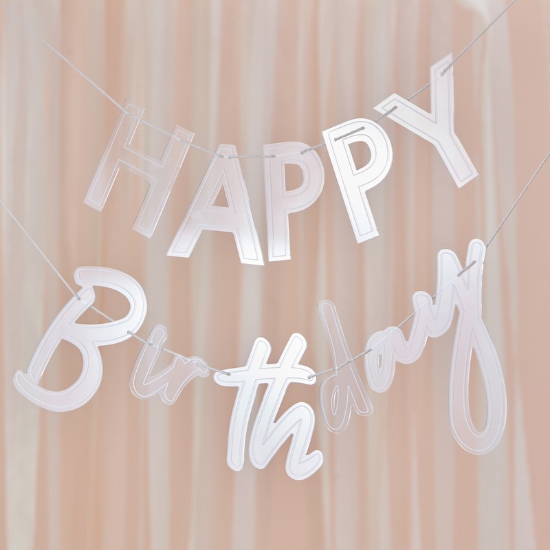 Transparent Happy Birthday garland 3m