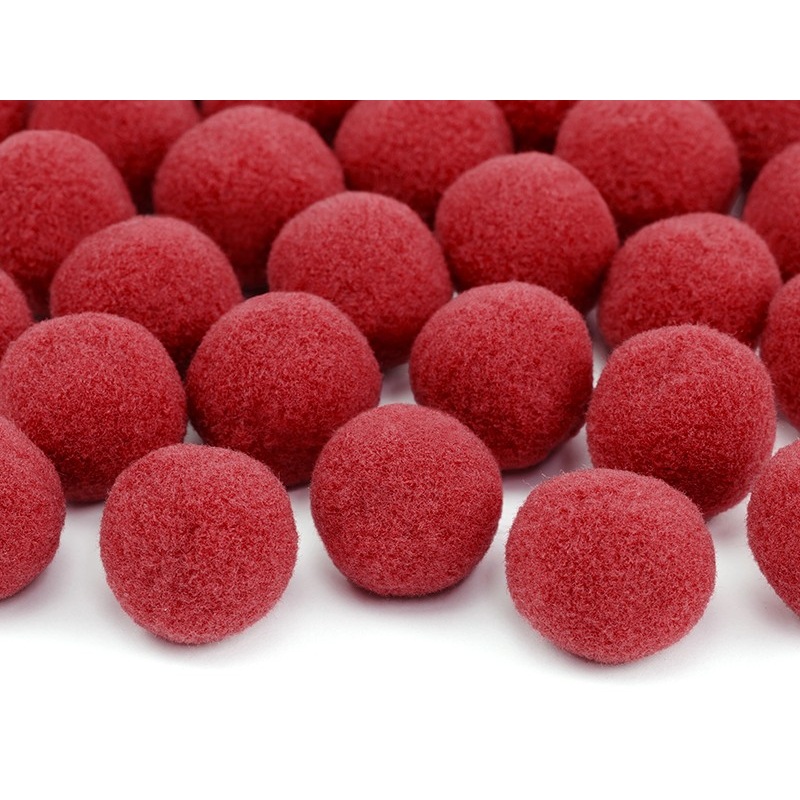 20 plush pompoms red 2cm