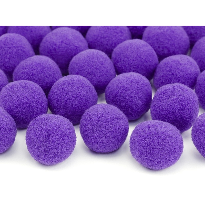 20 plush pompoms violet 2cm