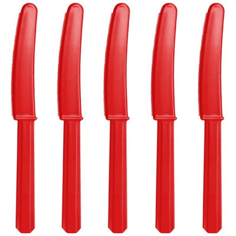 20 red plastic knives Basel 17.1cm