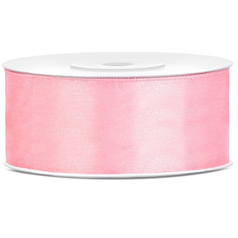 25m satin ribbon light pink 25mm wide