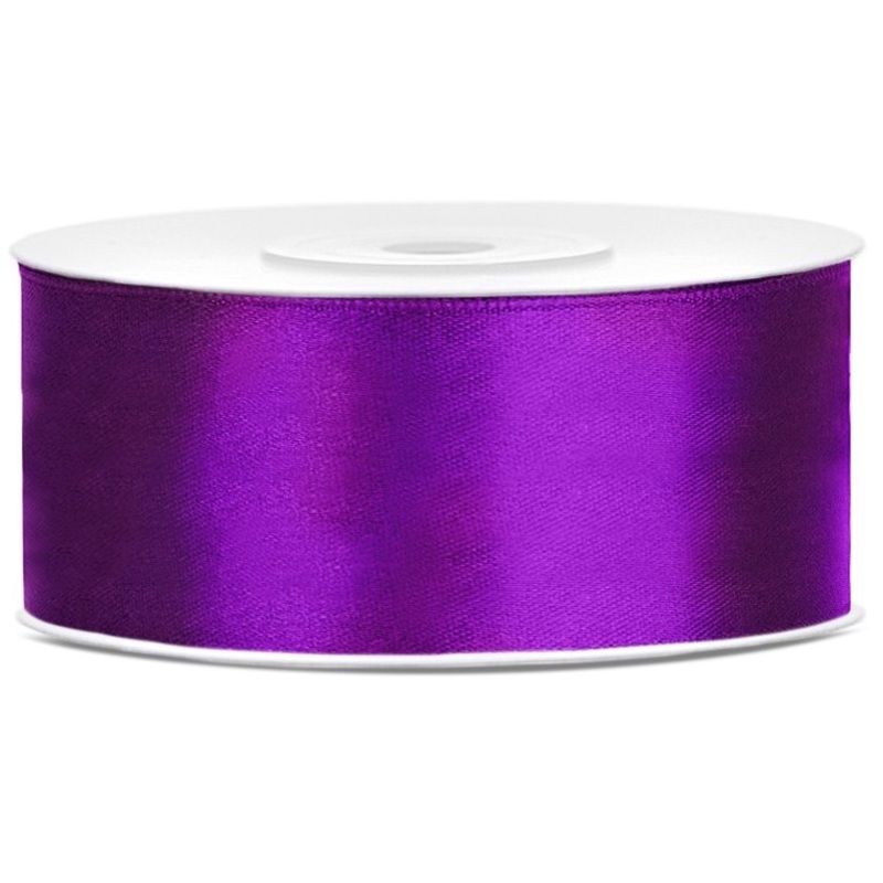 25m satin ribbon purple 25mm wide