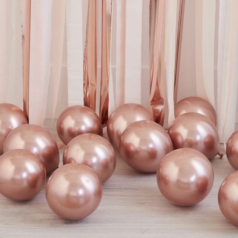 40 Eco Latex Balloons Rose Gold Chrome