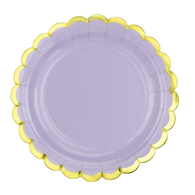 6 candy party paper plates lavender 18cm