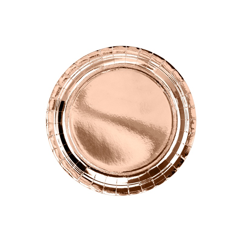 6 metallic paper plates rose gold 23cm