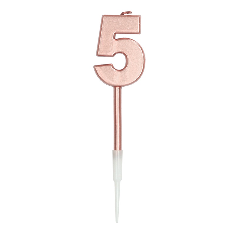 Candle number 5 rose gold metallic