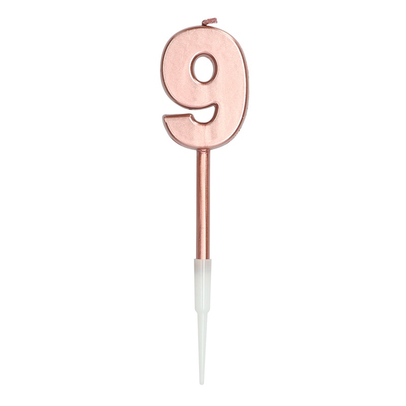 Candle number 9 rose gold metallic