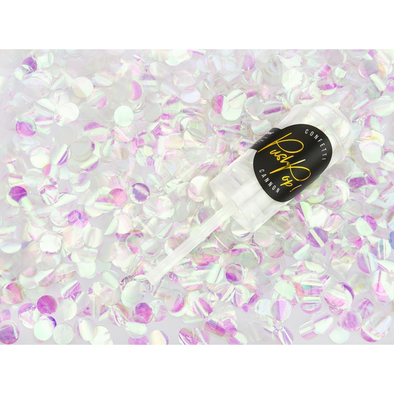 Confetti cannon party over holographic