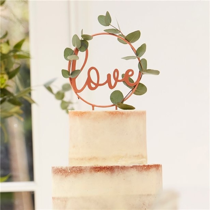 Floral love metal cake plug 18cm