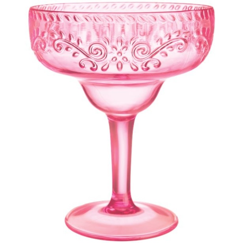 Pink plastic margarita glass