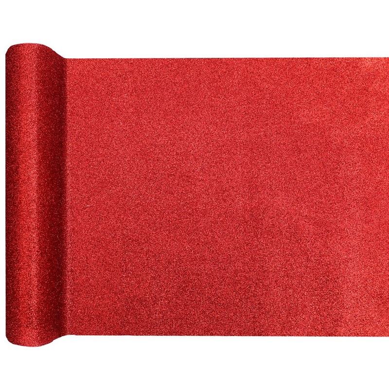 Red shiny table runner 3m