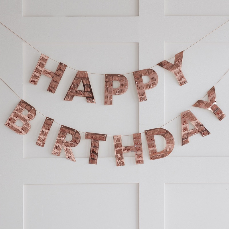 Rosy Happy Birthday Fringe Garland