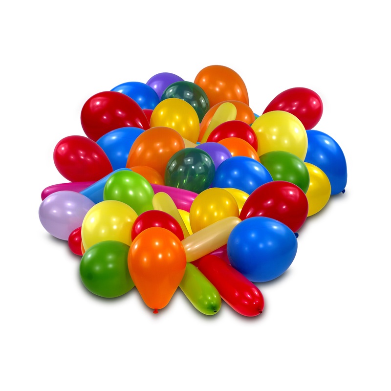10 colorful balloons of different shapes