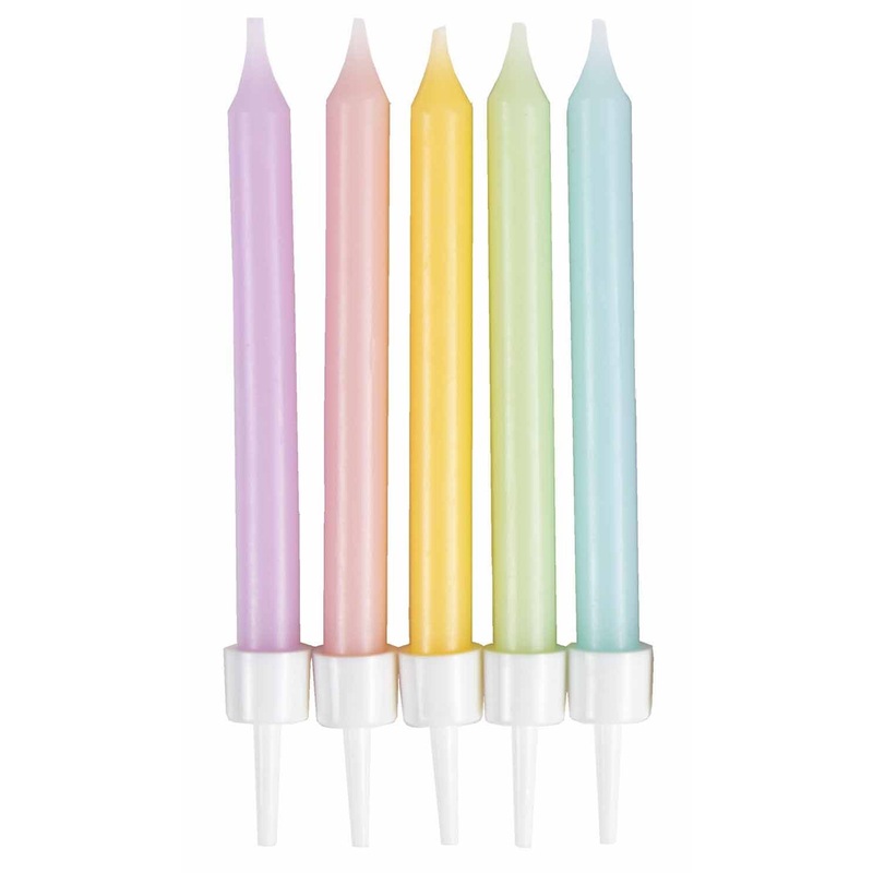 10 colorful pastel cake candles 6cm
