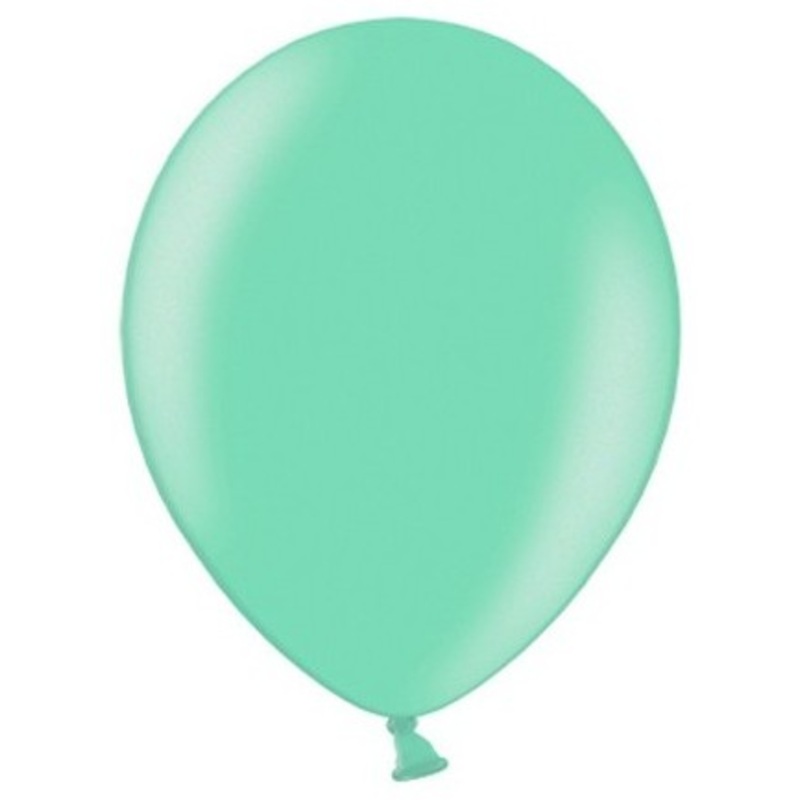 100 Celebration metallic balloons mint 23cm