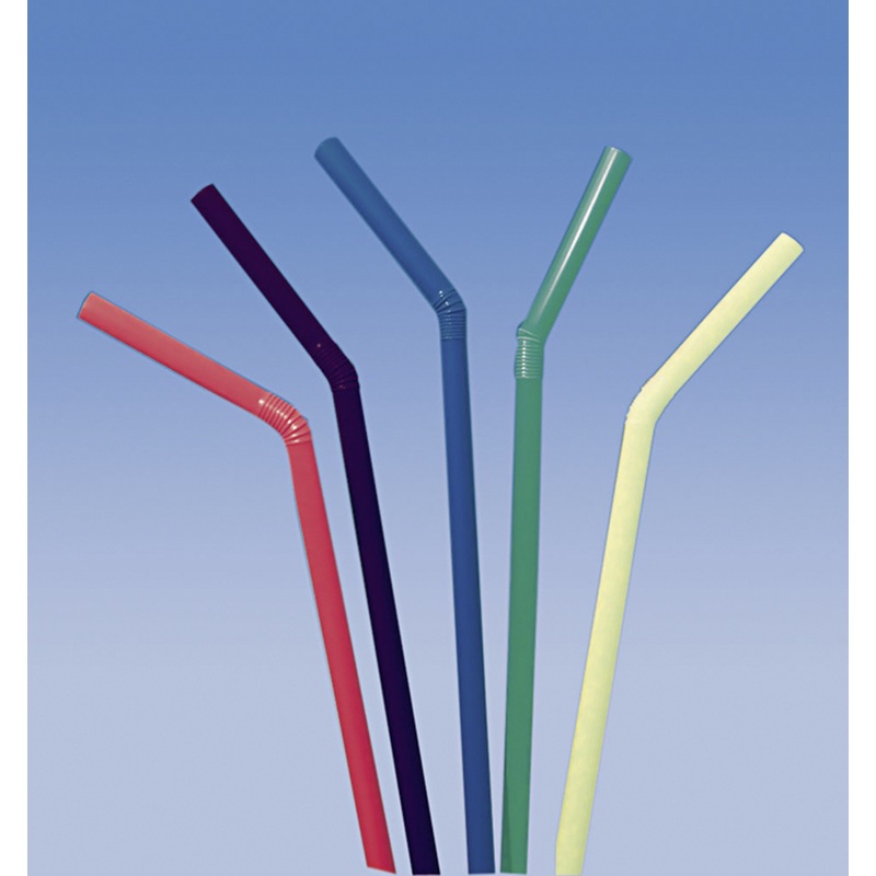 100 Flexi Cocktail straws colored 25.5cm
