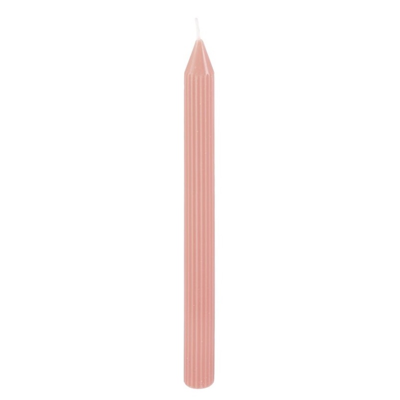 2 Taper Candles Fluted Old Pink 2 x 25cm