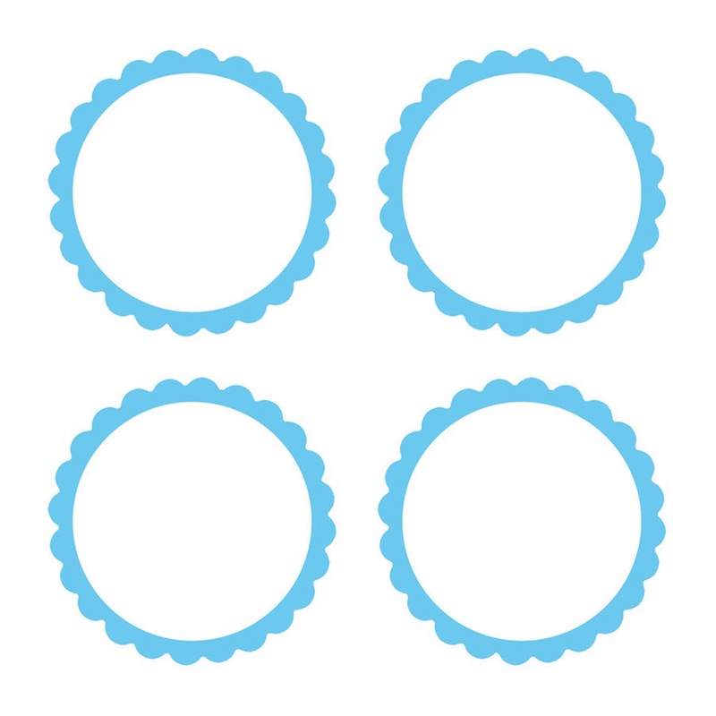20 self-adhesive labels with pastel blue flower border