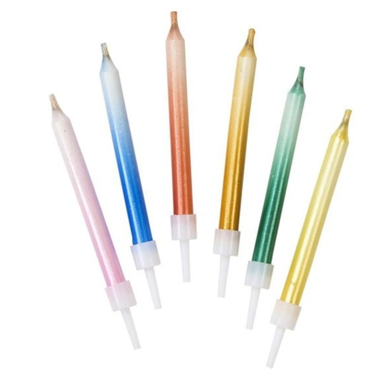24 Rainbow Splash Ombr cake candles 6cm