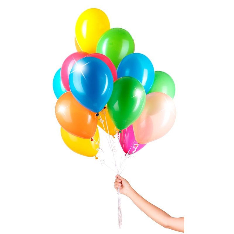 30 balloons with ribbon colored 23cm