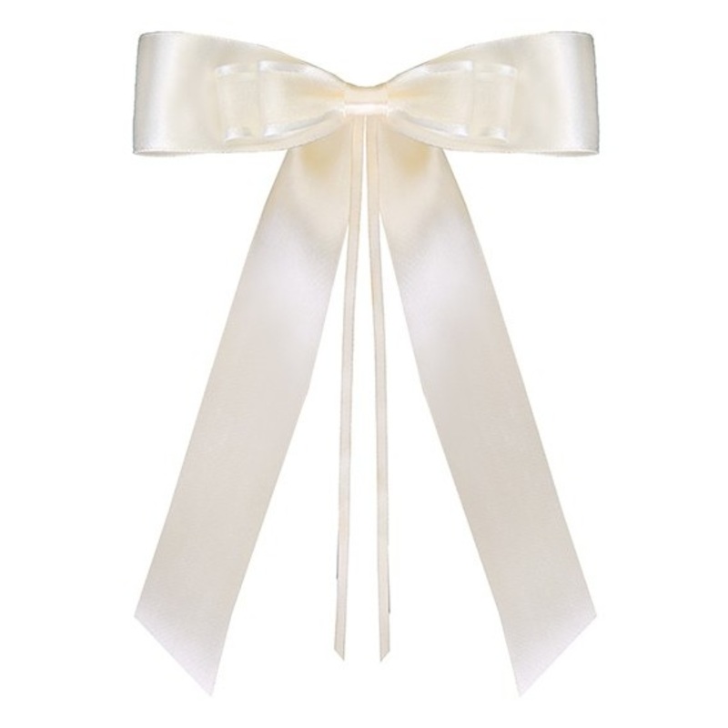 4 satin deco bows cream 14cm