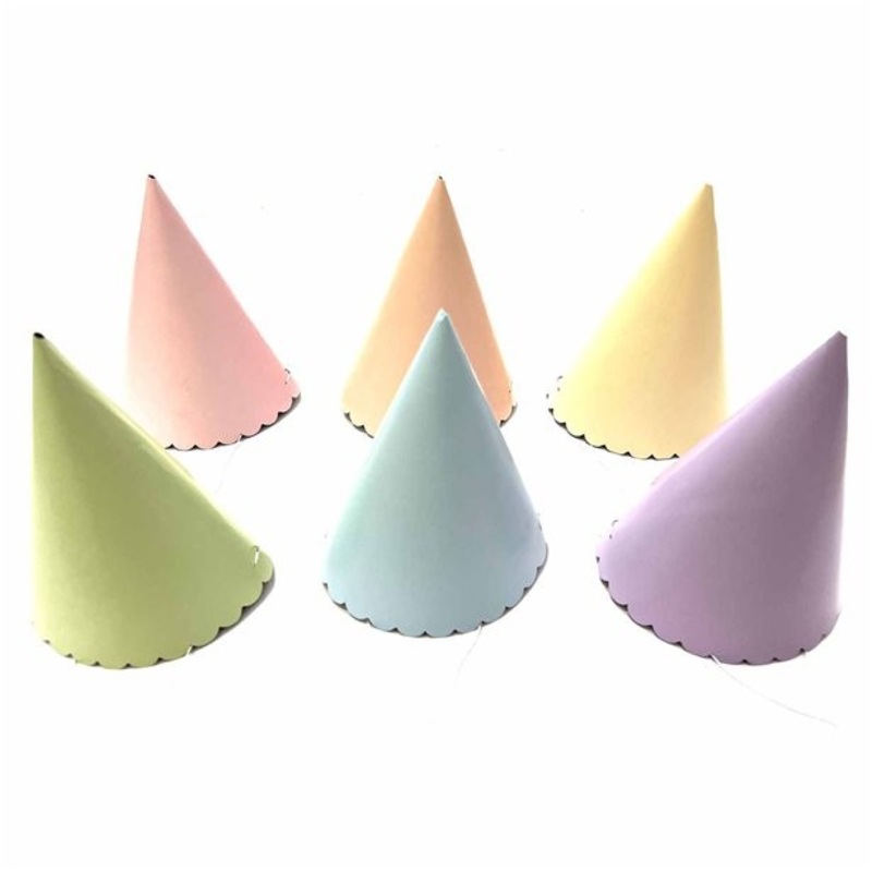 6 colorful pastel party hats