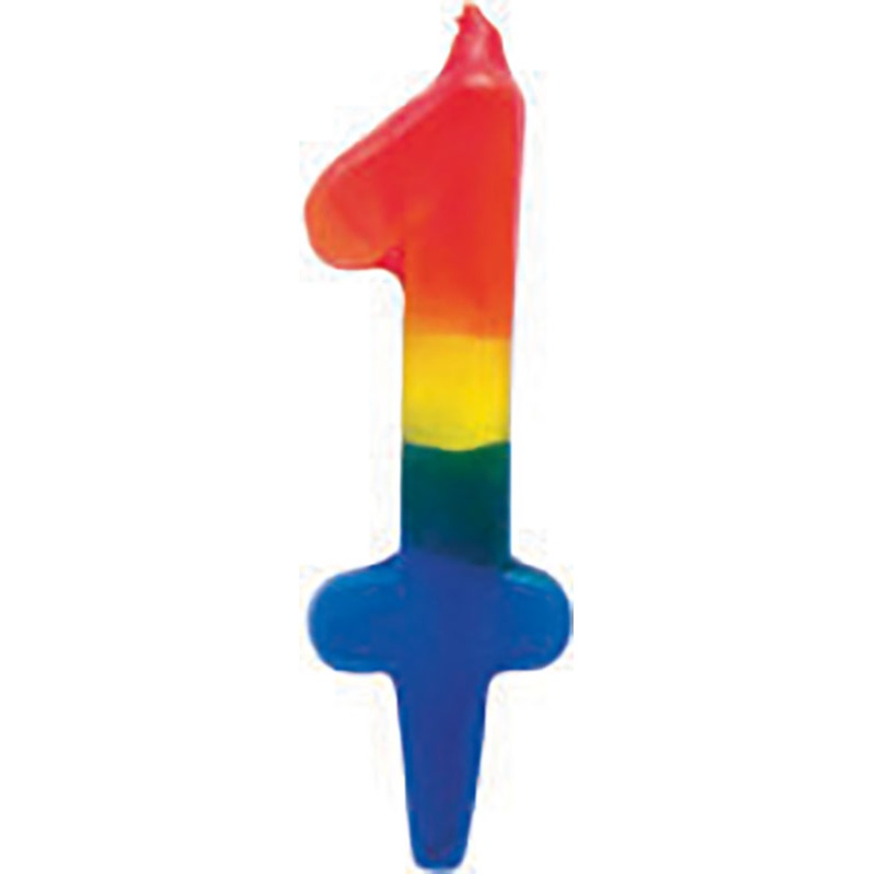 Colorful birthday cracker cake candle number 1