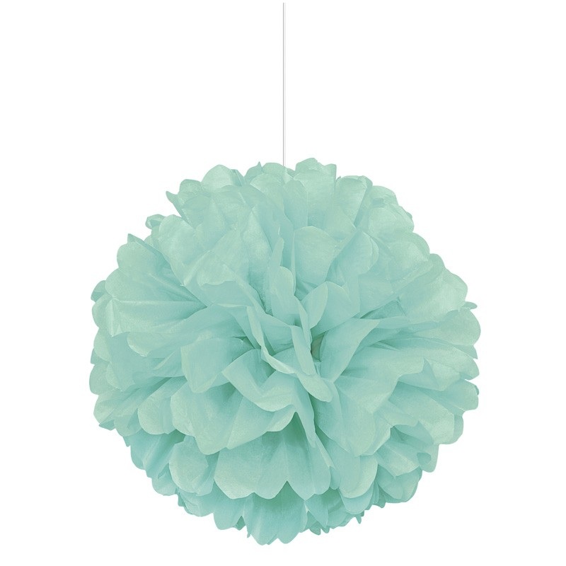 Fluffy pompom decoration mint green 40cm
