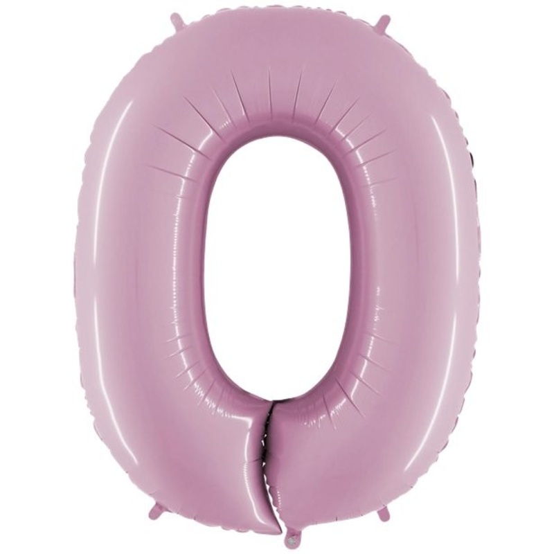 Foil balloon number 0 pastel pink 102cm