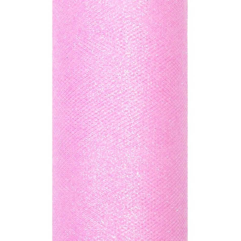 Glitter tulle Estelle pink 9m x 15cm