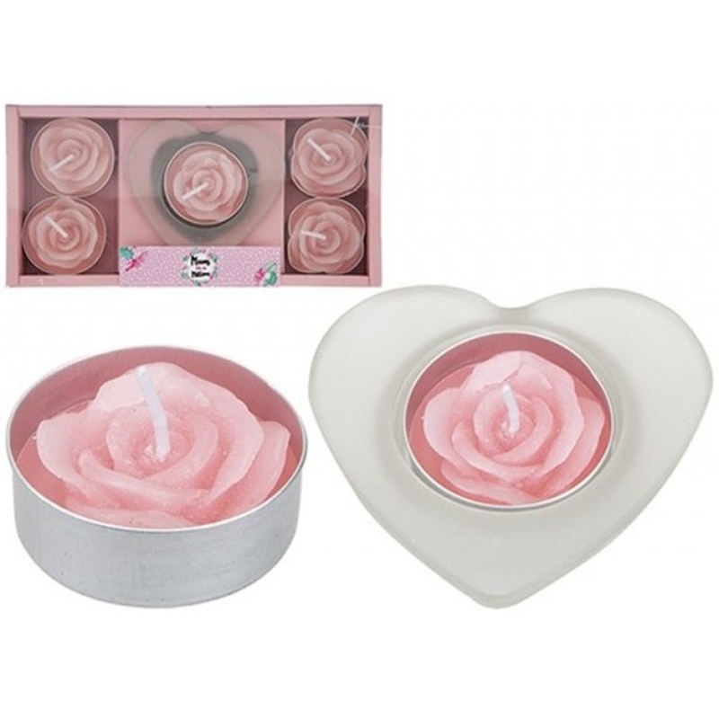 Rose blossom tealight set 6 pieces