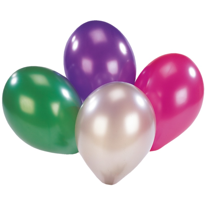 Set of 8 colorful metallic balloons