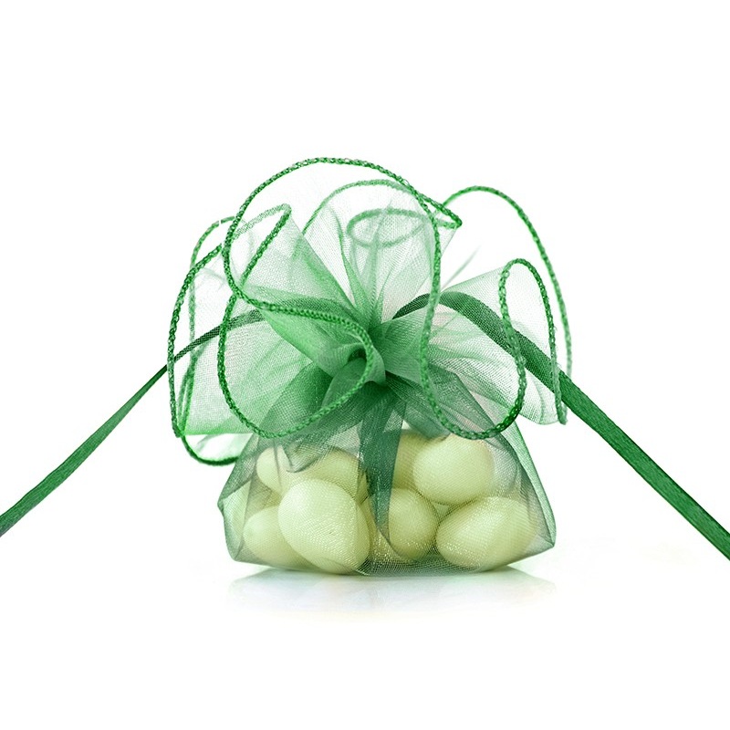 20 organza bags Flora green 26cm