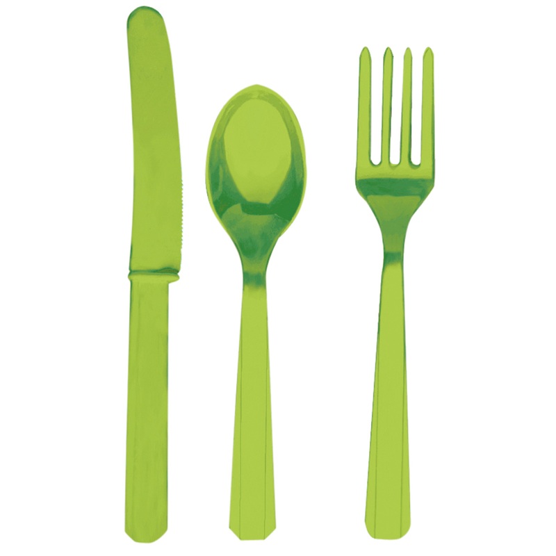 24 pcs. Party buffet cutlery set kiwi green