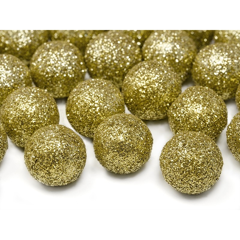 25 Glitter Balls in Gold