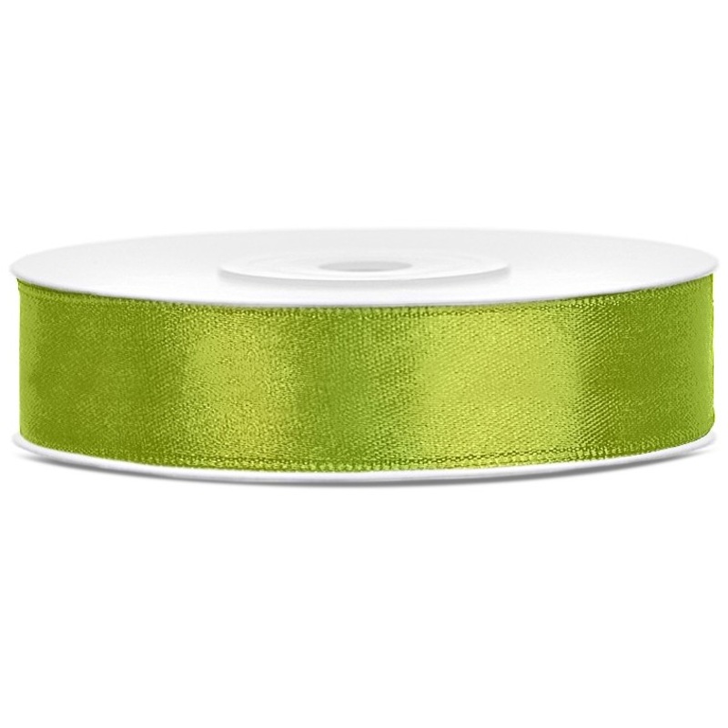 25m satin ribbon, apple green, 12mm wide