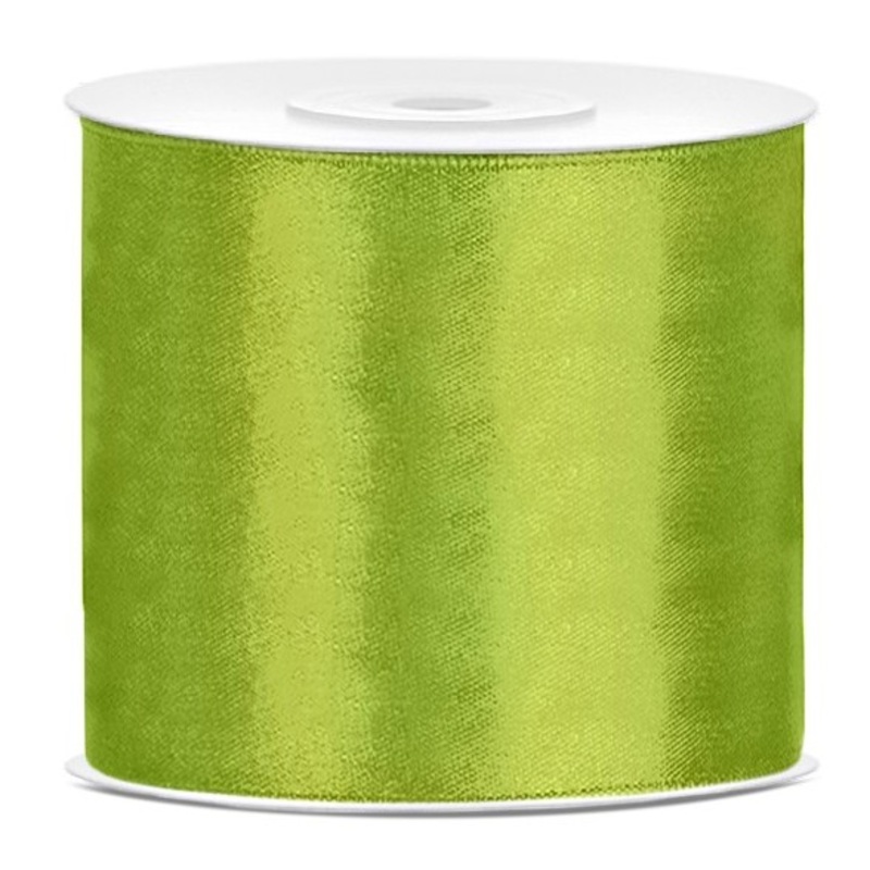 25m satin ribbon, apple green, 75mm wide
