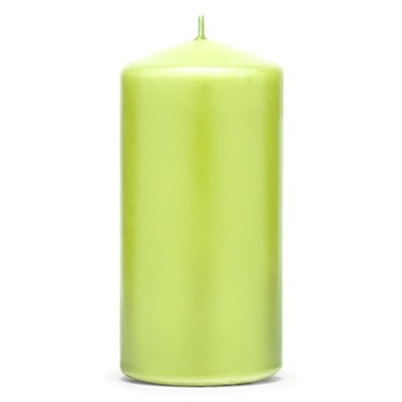 6 pillar candles Rio light green 12cm