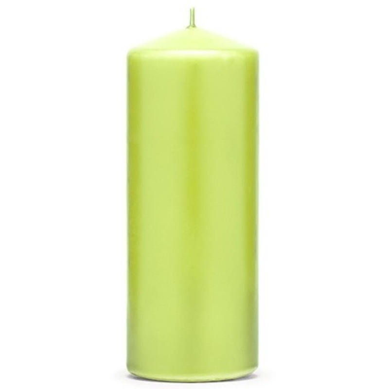 6 pillar candles Rio light green 15cm