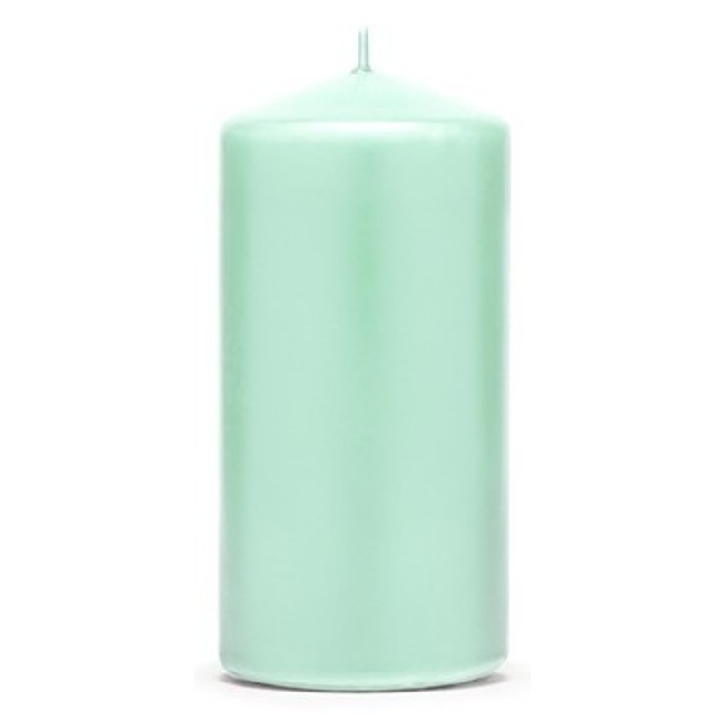 6 pillar candles Rio mint 12cm