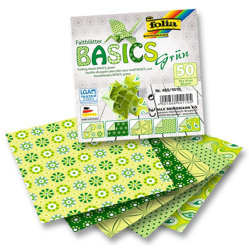 Faltbltter Basics 5 Motive 80g/m grn 10x10cm 50 Blatt