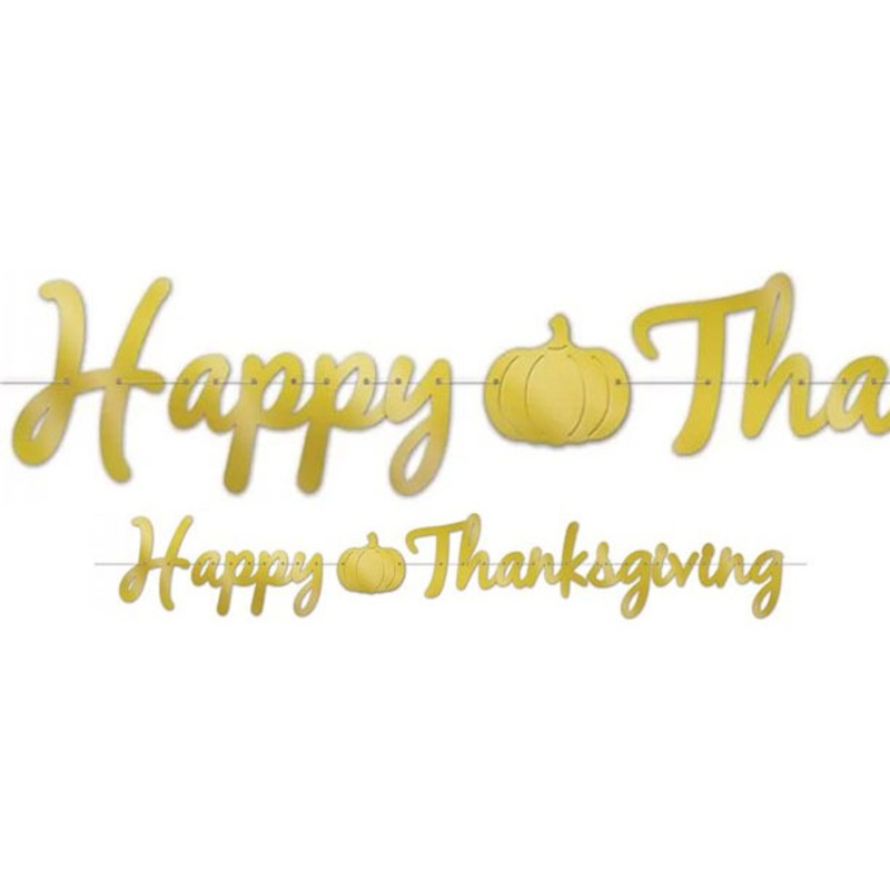 Happy Thanksgiving garland gold 1.5m