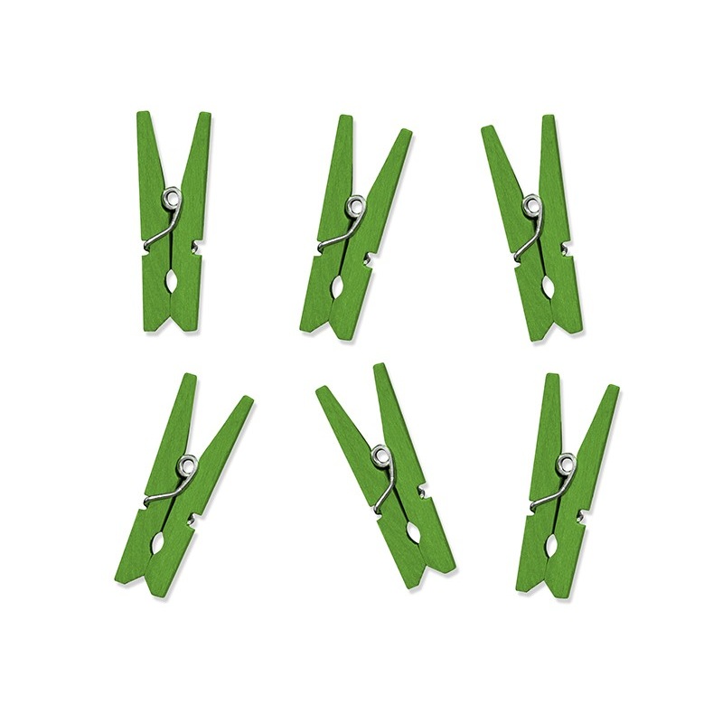 Mini wooden pegs green 10 pcs